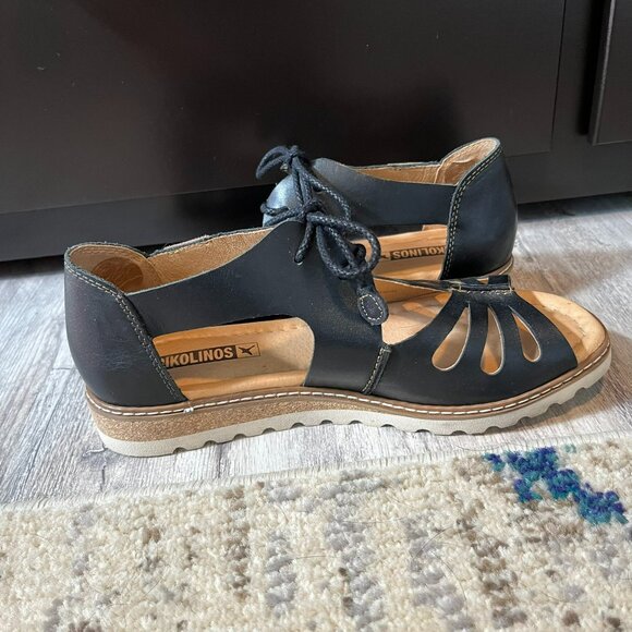 Pikolinos Acludia Black Leather Lace Up Sandals, EU 36 / US 6 - Picture 4 of 11